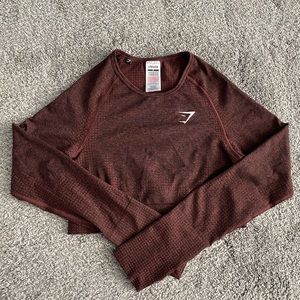 brown marl gymshark vital seamless top 🌰